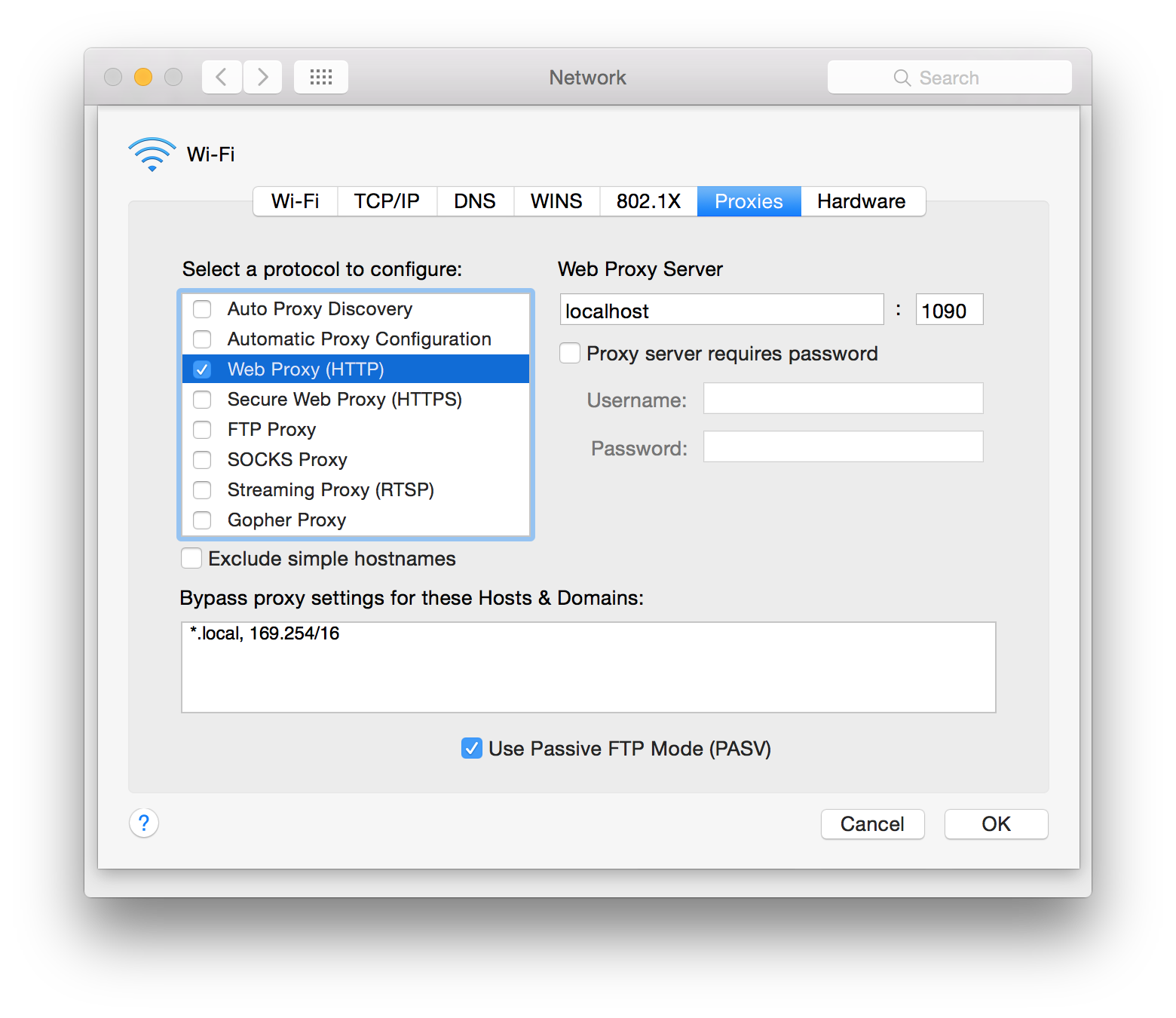 Web Proxy Configuration