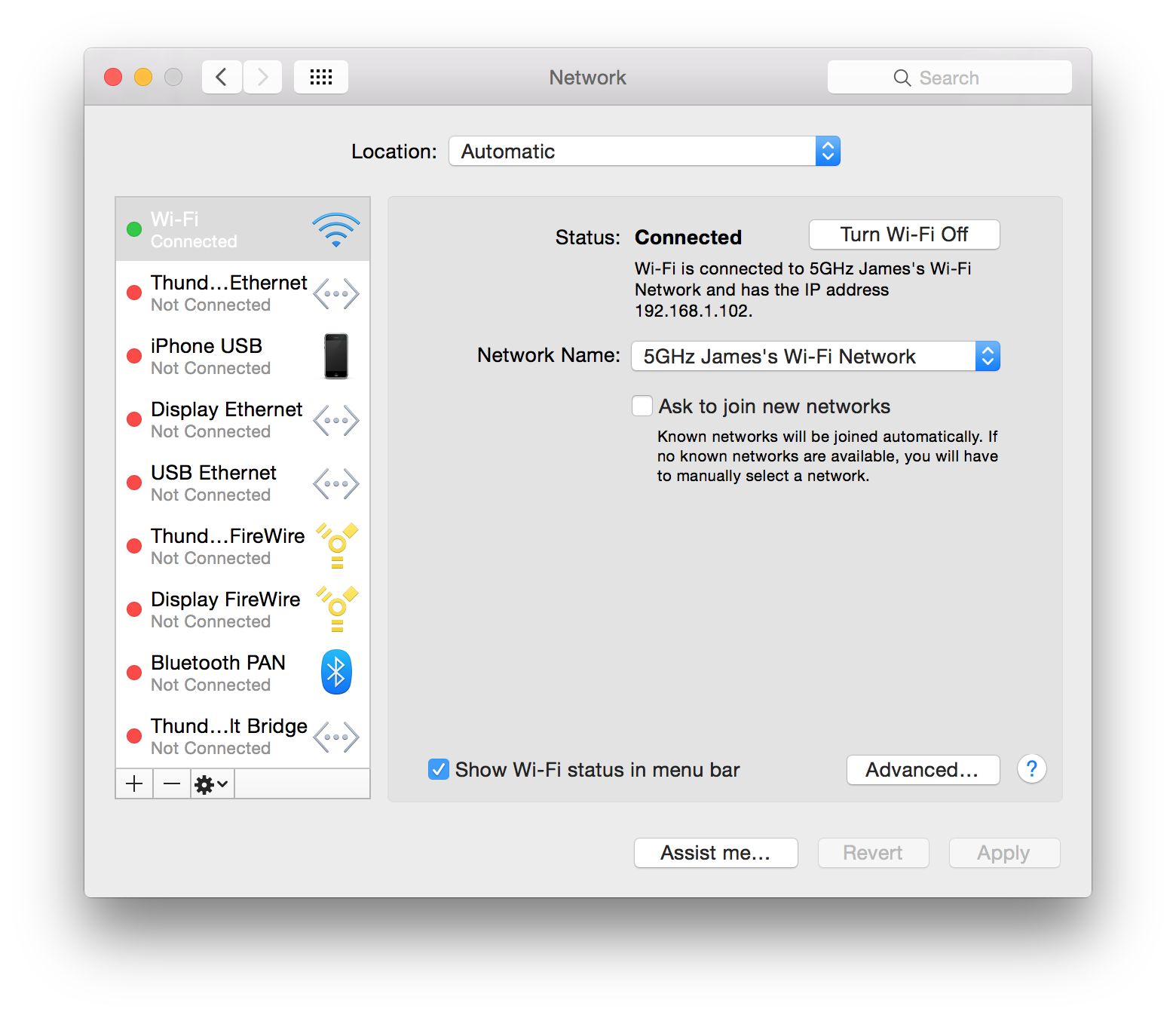 Apple Mac Network Preferences